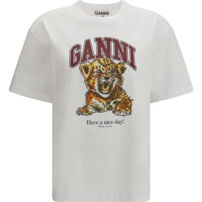 Ganni Witte Katoenen T-Shirt