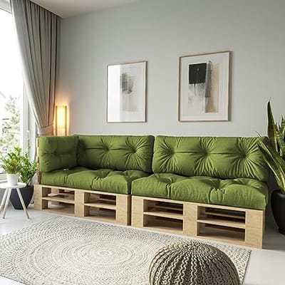 Waterdichte Palletkussens Set van 5 - Donkergroen, Waterafstotend Schuimvlokken voor Comfort en Ondersteuning
