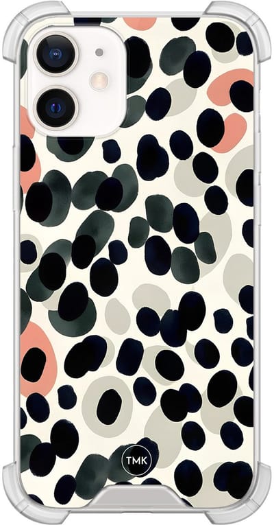 Shockproof hoesje geschikt voor Apple iPhone 12 mini - Modern dots - Schokbestendig - Verhoogde randen - TPU case - Extra Sterke Back Cover - Gestipt - Transparant, Multi