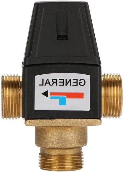 Thermostatische mengkraan DN20 voor zonneboilers, messing, 3-weg, met mannelijke draad aansluiting