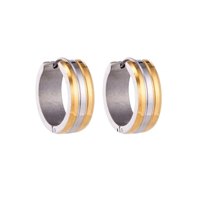Aramat Jewels | Oorringen | RVS Oorringen Bicolor Streep Goud Zilver 20mm - Dames | | | |7mm | Staal | Volwassenen | Verkleurd niet