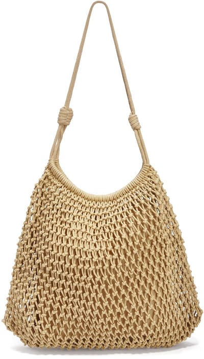 Trendy Gehaakte Schoudertas met Boho-Textuur - Modieuze Handtas voor Dagelijks Gebruik - Elegant Model voor Vrije Tijd en Vakantie - Khaki