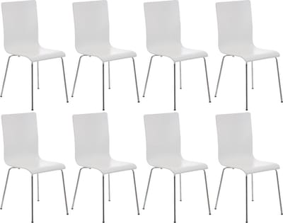 CLP Pepe Set van 8 Wachtkamerstoelen - Houten zitting wit
