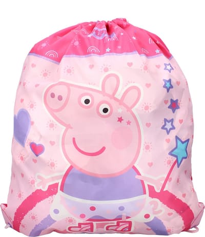 Peppa Pig gymtas/rugzak/rugtas voor kinderen - roze/paars - polyester - 44 x 37 cm