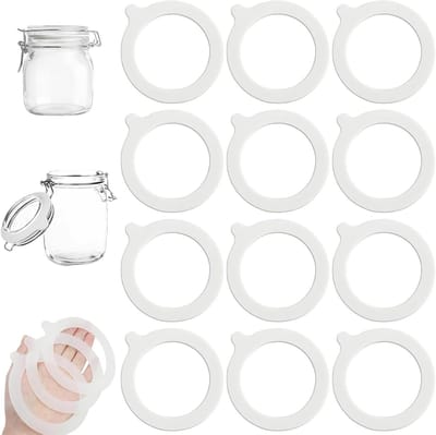 Siliconen afdichtringen set van 12 stuks wit - 95 mm buitendiameter - 70 mm binnendiameter - 3,5 mm dikte