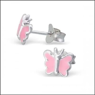 Aramat Jewels | Oorbellen | 925 Zilveren Vlinder Oorbellen 8mm Kinderen - Vlindertjes Oorstekers | Licht Roze-7x6mm | |8mm | Zilver | Kinderen | Verkleurd niet