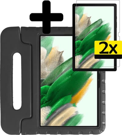 Hoes - Geschikt voor Samsung Galaxy Tab A8 - Met 2x Screenprotector - Kinderhoes Shockproof Bumper - Kidsproof Case - Tablet Hoesje - Kinder Cover - Zwart