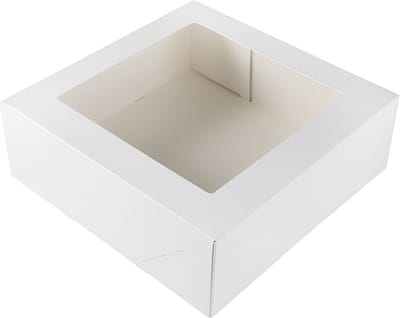 BrandNewCake® Taartdoos - Met Venster - 26x26x9 cm - Taartdoos Karton - Cakedoos - 3 Stuks - Wit