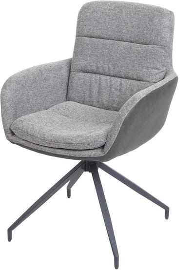 Eetkamerstoel MCW-K32, keukenstoel fauteuil stoel, draaibare auto positie, stof MVG ~ grijs-donkergrijs