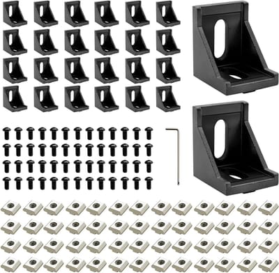 Hoekverbindingen Set - Bevestigingsmateriaal Profiel - Steunprofiel Montage - Aluminiumlegering Constructie - 30x30x35mm - Zwart