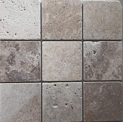 Natuursteen Tegels - Travertijn Mozaïek - Vloer en Wand - Antieke Rustieke Afwerking - 10x10 cm - Beige