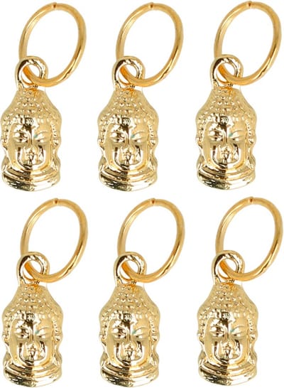Haarsoires Haarspeld Haarringen 1cm - Bedel Boeddha - Goud - Set van 6 - Vlechtringen - Ringen voor Haar Vlechten - Hair Rings