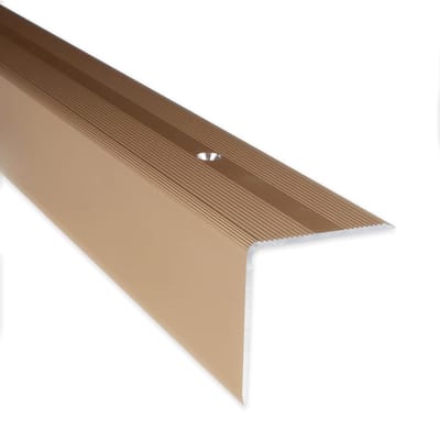 PROVISTON | Trapneus | Geanodiseerd aluminium | Brons licht | Breedte 40 mm | Hoogte 42 mm | Lengte 2700 mm | Geboord | Trapprofiel | Hoekprofiel | 1 stuk