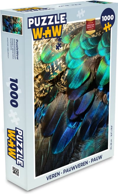 Puzzel Veren - Pauwveren - Pauw - Blauw - Kunst - Legpuzzel - Puzzel 1000 stukjes volwassenen