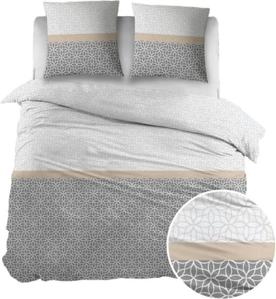 Sleepnight Dekbedovertrek - Grey Taupe Strepen Flanel - B 140 x L 200 cm/B 140 x L 220 cm - 1-persoons - 003652-B 140 x L 200/220 cm