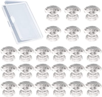 Dailygoods- Zelfklevende Knoppen 24 Stuks - Mini Acryl Trekknoppen - Diamantvormig - Kristalhelder - Anticorrosie - Comfortabele Grip
