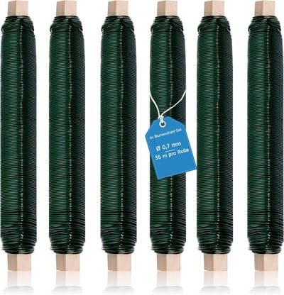 Groene bloemendraad 0,7 mm - 6 rollen van 35 m - Stevige binddraad voor planten en bloemen