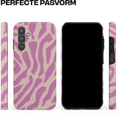 Casetastic hoesje geschikt voor Samsung Galaxy S25 - Dubbellaagse bescherming - Zebra Roze Magenta Flow - Fashion Case - Lila Zand