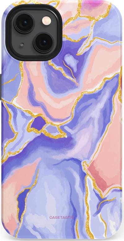 Casetastic hoesje geschikt voor Apple iPhone 13 - MagSafe - Dubbellaagse bescherming - Riviergloed - Fashion Case - Lavendel Lichtgrijs Zand Lichtroze