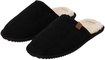 Heat Essentials - Suede Pantoffels Dames - Zwart - 37/38 - Pantoffels Dames - Instap Sloffen Dames