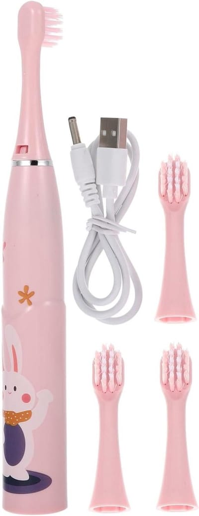 Kinder Tandenborstel Set - Cartoon Elektrisch - Tanden Poetsen - Zachte Borstelharen - 14 cm - Roze