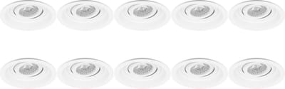 Spot Armatuur 10 Pack - Proma Domy Pro - GU10 Inbouwspot - Rond - Wit - Aluminium - Verdiept - Kantelbaar - Ø105mm