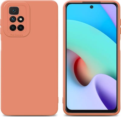 Cadorabo Hoesje geschikt voor Xiaomi RedMi 10 in FLUID LICHT ORANJE - Beschermhoes gemaakt van flexibel TPU silicone Cover Fluid Case