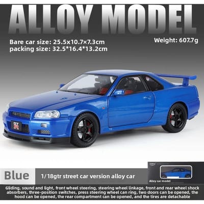 Grote Maat 1:18 Gt-R R34 Skyline Supercar Legering Metaal Diecast Model Auto Collectie Trendy Speelgoed Ornament Vakantiecadeau Vriend