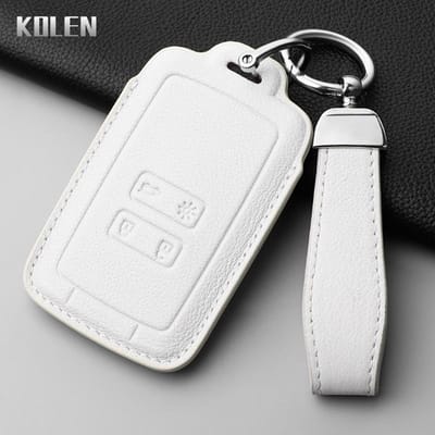 Leren Autosleutelhoes Cover Shell Voor Renault Koleos Captur Megane Clio Scenic Talisman Arkana Kadjar Sandero Espace Kangoo Twi white