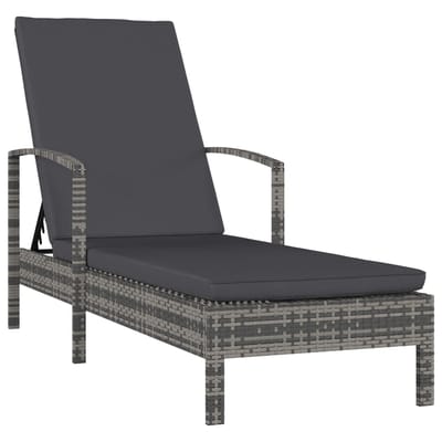 vidaXL - Ligbed - met - armleuningen - poly - rattan - grijs