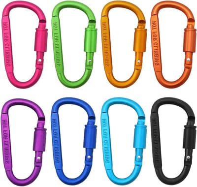 Set van 8 Premium Aluminium Carabiners voor Buitenactiviteiten, Mini Sleutelhanger voor Kamperen, Vissen, Wandelen en Reizen