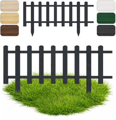 Floranica Perkhekje Tuinhek Grenen tuinhek Gazonrand 30 x 100 cm Antraciet Houten Sierhekwerk Decoratief Borderrand Tuinaanleg