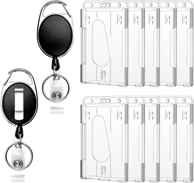 Set van 10 ID Kaarthouders met 2 Retractable Key Roll voor ID- en Creditcards, Duurzaam en Praktisch