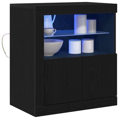 vidaXL - LED - Dressoir - Zwart - 60,5 - x - 37 - x - 67 - cm - Bewerkt - hout