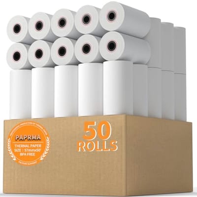 Thermisch Ontvangstpapier 2 1/4" x 50' - Geweldig voor Kassa en Creditcardterminals - 50 Rollen