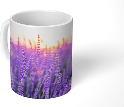 Mok - Koffiemok - Lavendel - Close-up - Paars - Bloemen - Mokken - 350 ML - Beker - Koffiemokken - Theemok