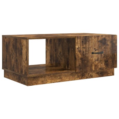 vidaXL - Salontafel - Gerookt - eiken - 90 - x - 50 - x - 37 - cm - Bewerkt - hout