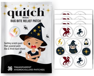 quitch Hydrocolloid Muggenbeet Pleisters – Anti Jeuk Patches voor Kinderen & Baby – Met Aloë Vera & Witch Hazel - Natuurlijke Insectenbeet Verlichting – After Bite Alternatief – Reis Essentials Zomer, Camping & Vakantie