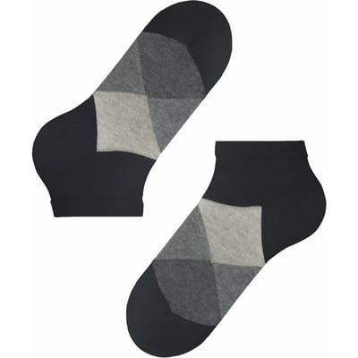 Burlington Clyde platte naad met argyle katoen sneakersokken enkelsokken heren zwart - maat 40-46