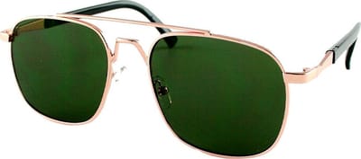 Piloten Retro Vierkante Heren Dames Zonnebril Goud Metaal - Donker Groene Glazen
