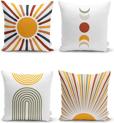 Zethome Kussenhoes Vierkantjes - Dubbelzijdig Bedrukt – Soft Touch – 43 x 43 Zonsopkomst - 4 stuk