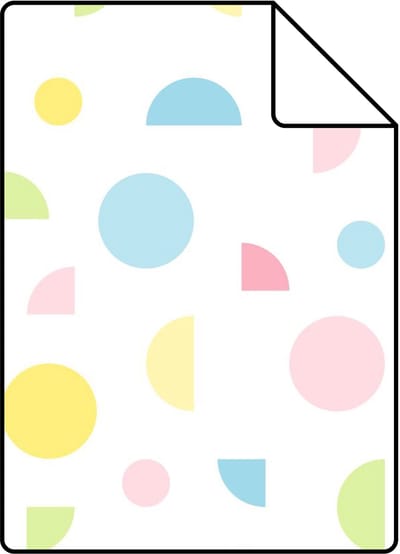 Proefstaal ESTAhome behang grafisch motief wit, blauw, groen en roze - 26.5 x 21 cm - 131984-S