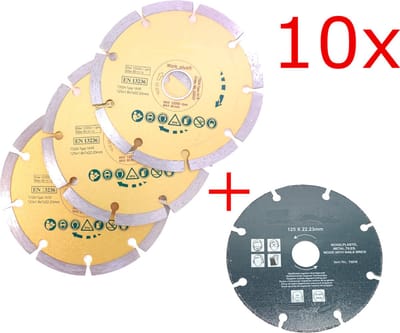 10x Diamantschijf 125mm segment slijpschijf getand Droog / nat Type diamant schijf
