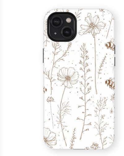 Bloemen Design Hoesje geschikt voor iPhone 14 Plus | Flower Print Tough Case met Mag | Shockproof | Bloemen Motief Backcover geschikt voor iPhone 14 Plus Meadow Sketch