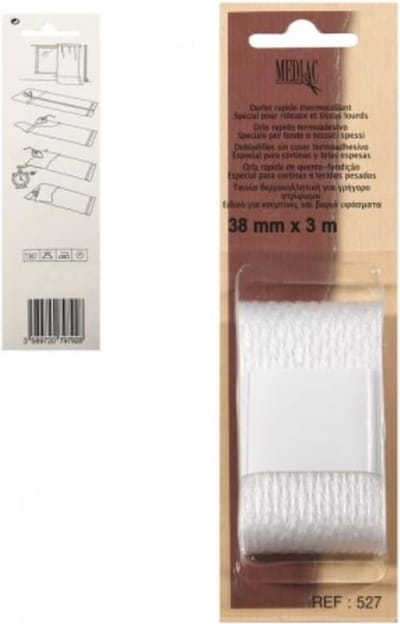 Opstrijkbaar Zoomvlies voor Gordijnen - 38mm x 3m - Plakzoomband voor Zomen Zonder Naaien