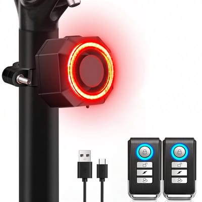 Fokelyi - Fietsalarm met 2 * Afstandsbediening - 110 dB - 3D-sensor Fietsalarm- Licht - 7 Gevoeligheidsstanden - Waterdicht – Anti-Diefstal Beveiliging voor Fiets, Fatbike, Motor en Camper
