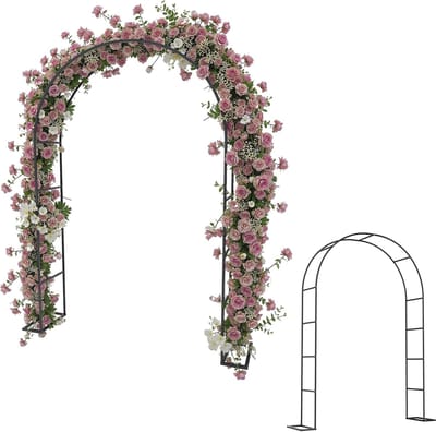 Metalen Rozenboog - Tuinboog Klimhulp - Rankplanten Decoratie - Gepoedercoat Metaal - 192 x 38 x 240 cm - Zwart