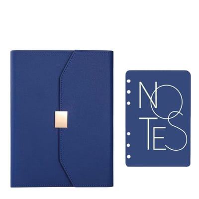 A5 hervulbare notitieboek agenda planner – A5 notebook met leren cover losbladig schrift voor kantoor, reizen en dagplanning - Blauw