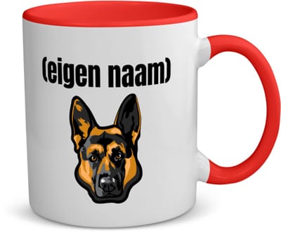 Akyol - hondenkop met eigen naam koffiemok - theemok - rood - Honden - honden liefhebbers - iemand die houdt van honden - verjaardag - cadeau - kado - 350 ML inhoud