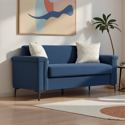 HAUSS SPOLE Sofaset - 2-Zits Zitbank - Ruimtebesparend En Comfortabel - Voor Woonkamer, Studio En Kantoor - Polyester Blauw